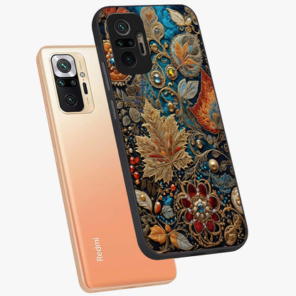 Royal Jewel Garden Glass Case displayed in angled mockup highlighting vibrant jewel inspired floral design with elegant aesthetic.