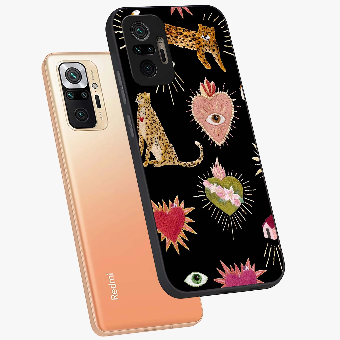 Sacred Jungle Heart Glass Case displayed in angled mockup highlighting lush tropical design with natural aesthetic style.