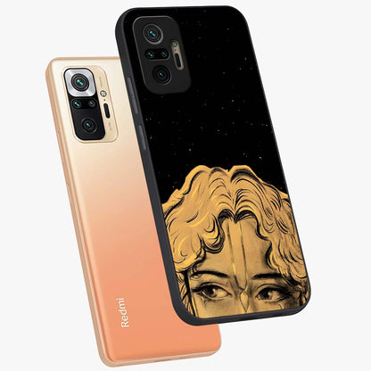 Shri Krishna Art Glass Case displayed in angled mockup highlighting spiritual Krishna illustration with divine aesthetic.