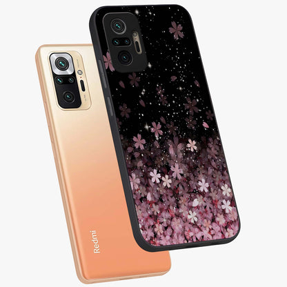 Small Starry Flowers Glass Case displayed in angled mockup highlighting tiny flower pattern with celestial aesthetic style.