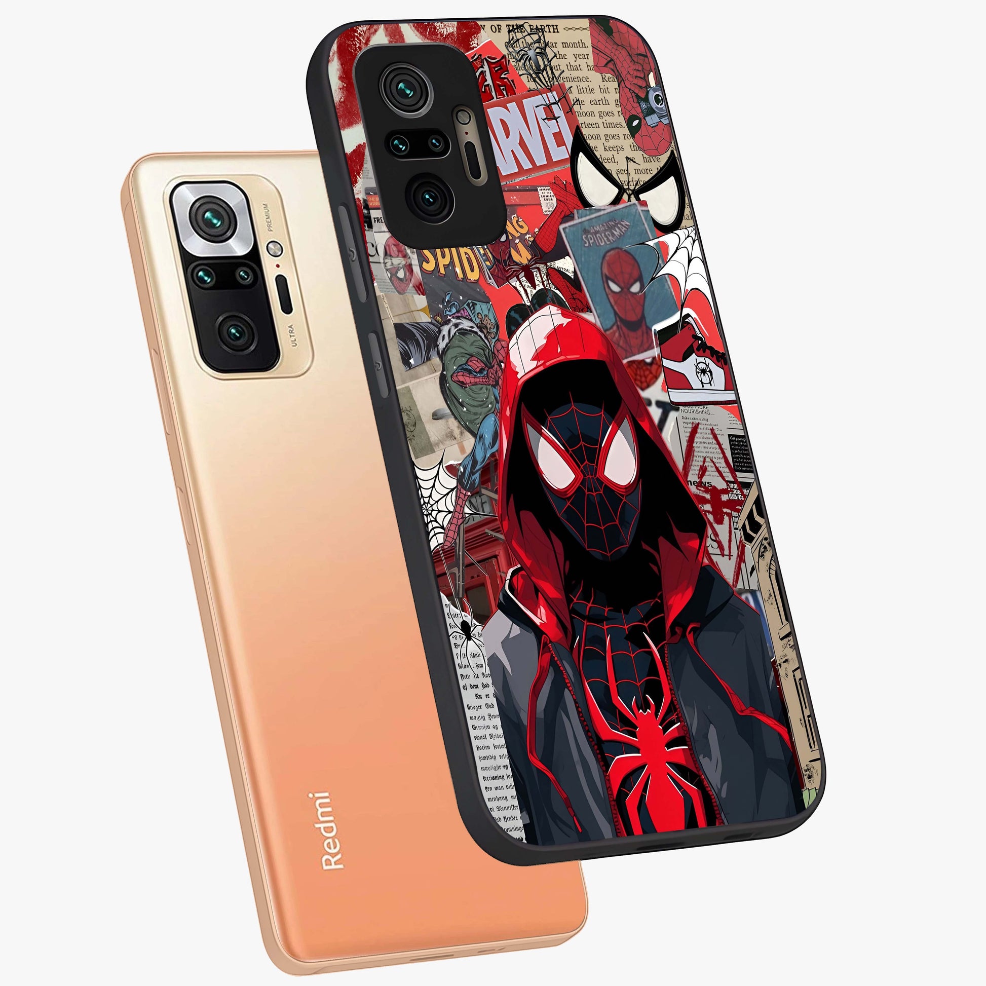 Spider Collage Street Glass Case displayed in angled mockup highlighting dynamic street style collage design with comic aesthetic.