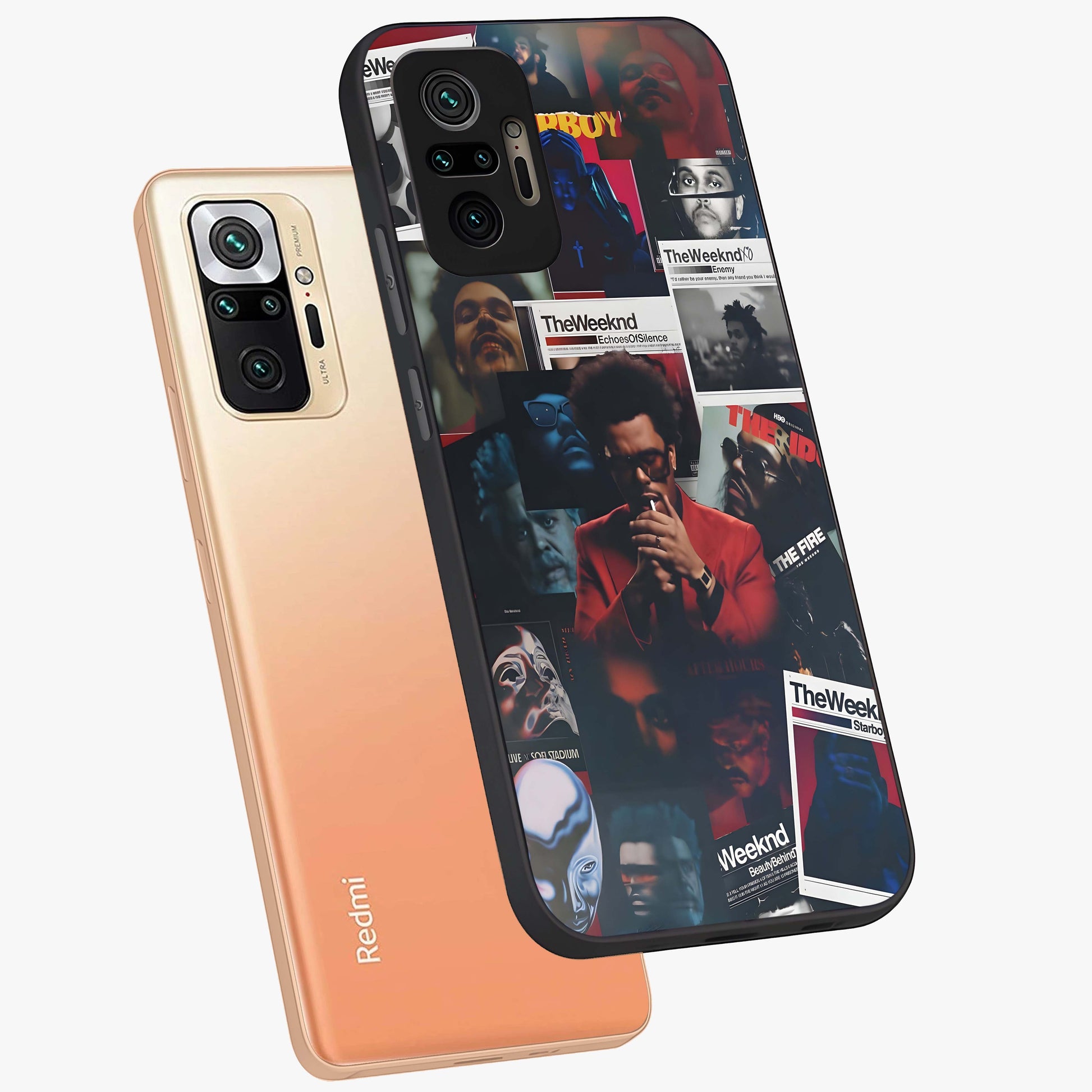The Weeknd Glass Case displayed in angled mockup highlighting stylish pop culture inspired design with modern aesthetic.