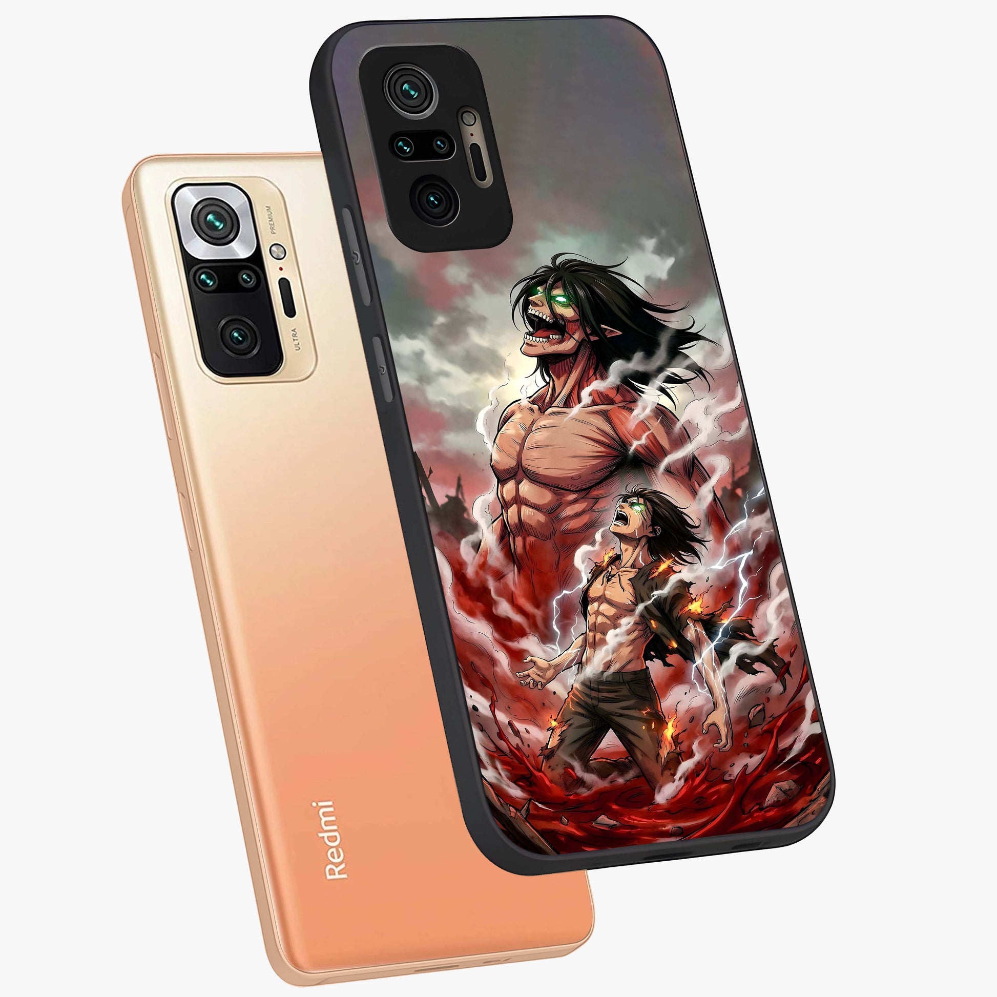 Titan Awakening Fury Glass Case displayed in angled mockup highlighting dramatic giant warrior design with bold anime aesthetic.