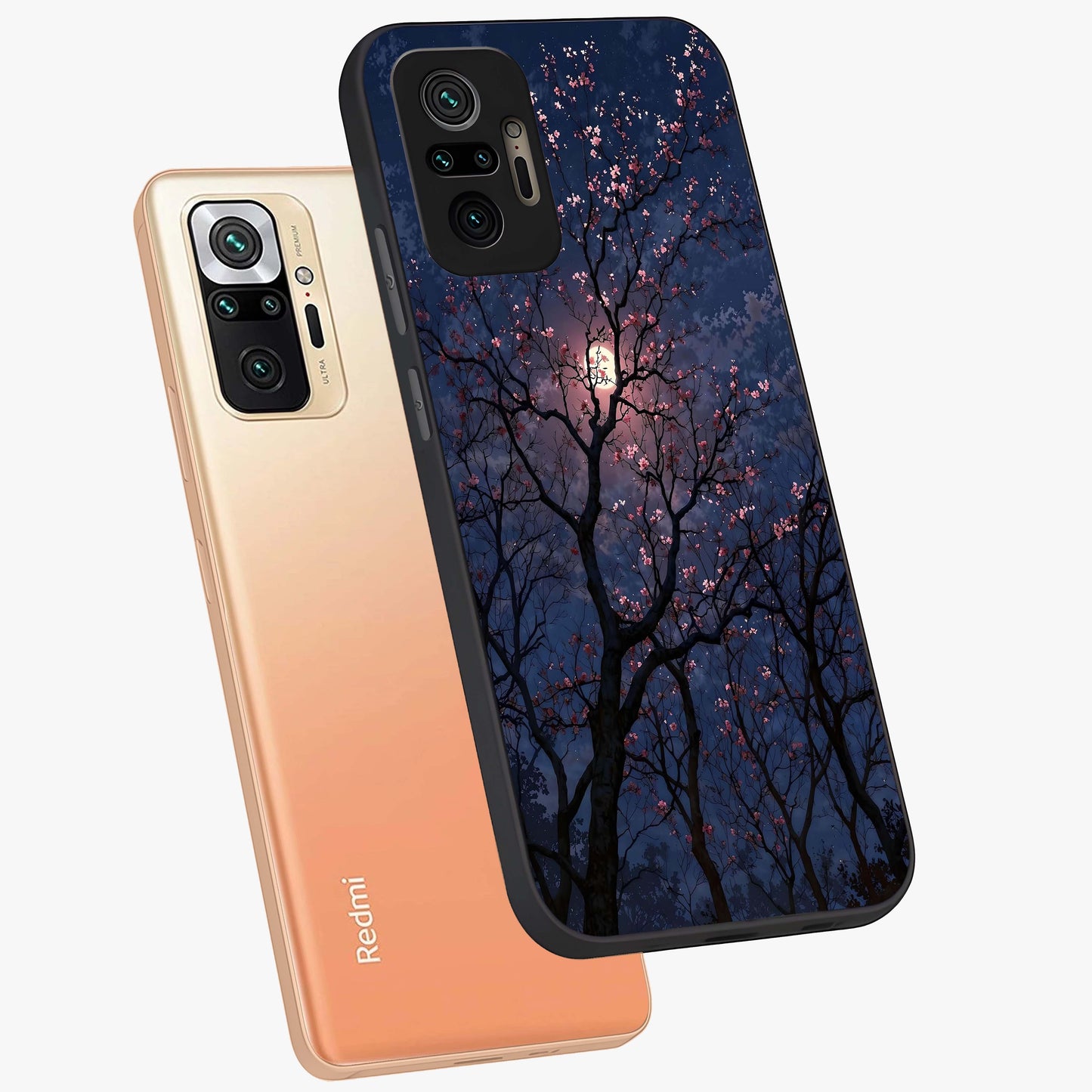 Twilight Sakura Serenade Glass Case displayed in angled mockup highlighting delicate sakura flower design with dreamy aesthetic.
