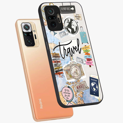 Wanderlust Journal Glass Case displayed in angled mockup highlighting adventure themed design with aesthetic travel vibe.