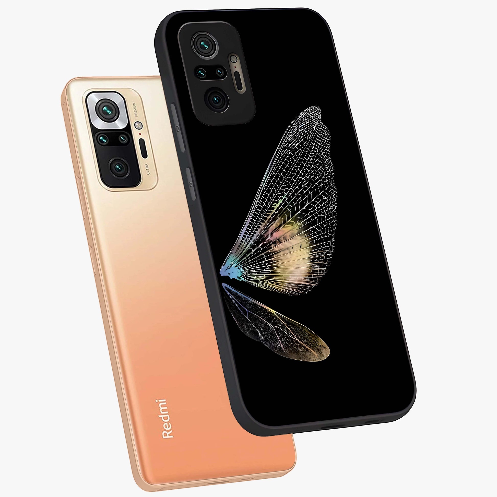 Whispers Of Wings Glass Case displayed in angled mockup highlighting soft feather design with celestial aesthetic style.