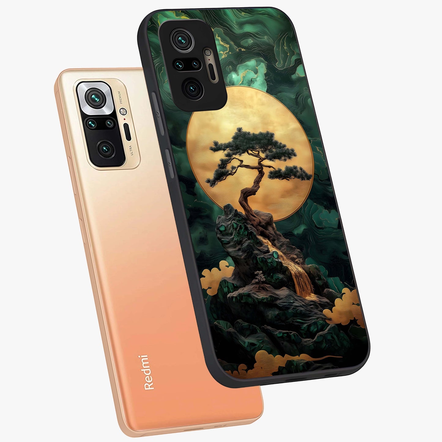 Zen Moon Rise Glass Case displayed in angled mockup highlighting peaceful lunar design with zen aesthetic style.
