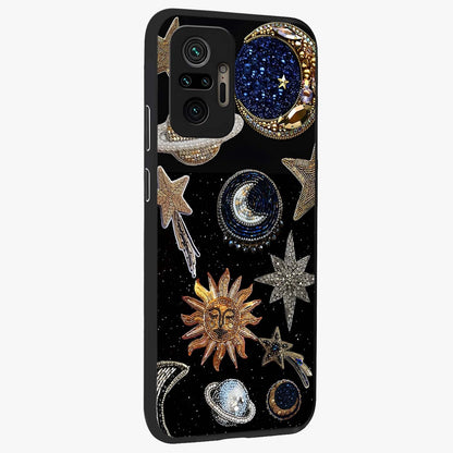 Celestial Gem Constellations Glass Case upright view showcasing cosmic constellation artwork with celestial aesthetic style.