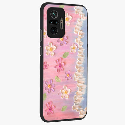 Dreamy Painted Garden Glass Case upright view showcasing vibrant floral garden artwork with artistic nature theme.