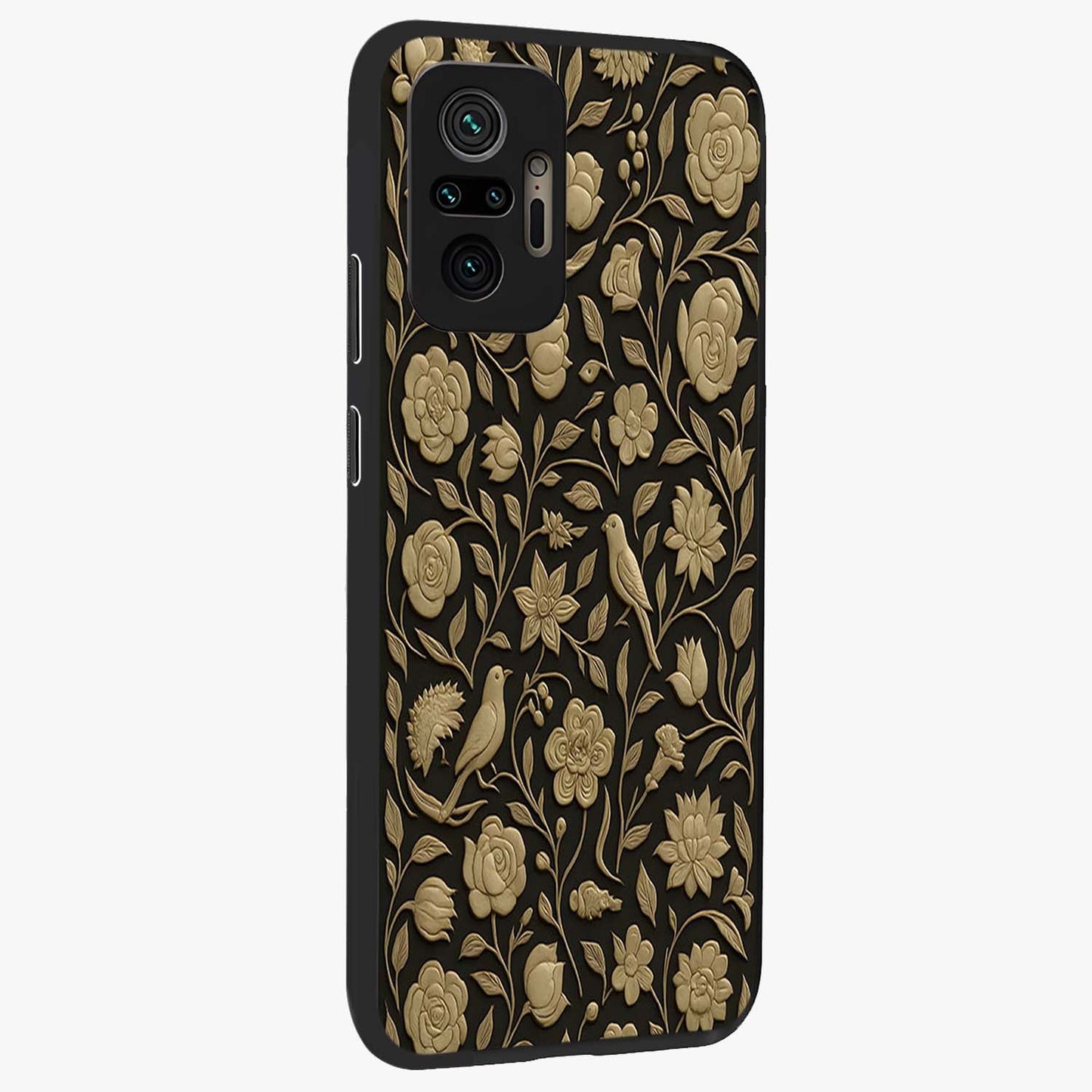 Golden Evil Eye Mandala Glass Case upright view showcasing decorative evil eye mandala artwork with spiritual aesthetic style.