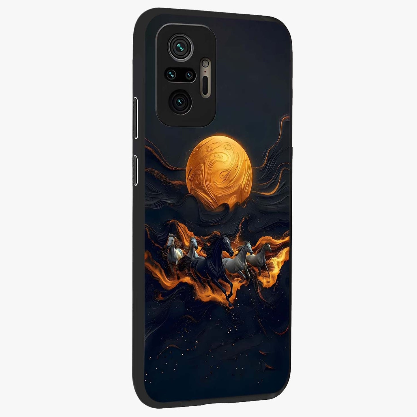 Golden Royal Heritage Glass Case upright view showcasing elegant royal artwork with classic heritage theme.