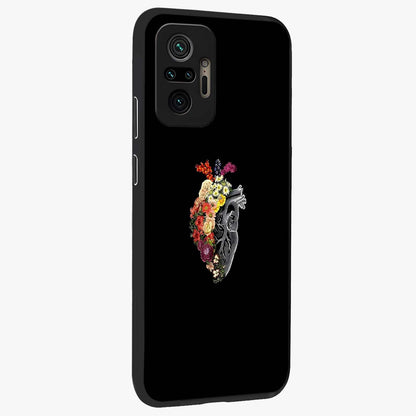 Heart With Flowers Glass Case upright view showcasing decorative heart and floral artwork with sweet romantic theme.