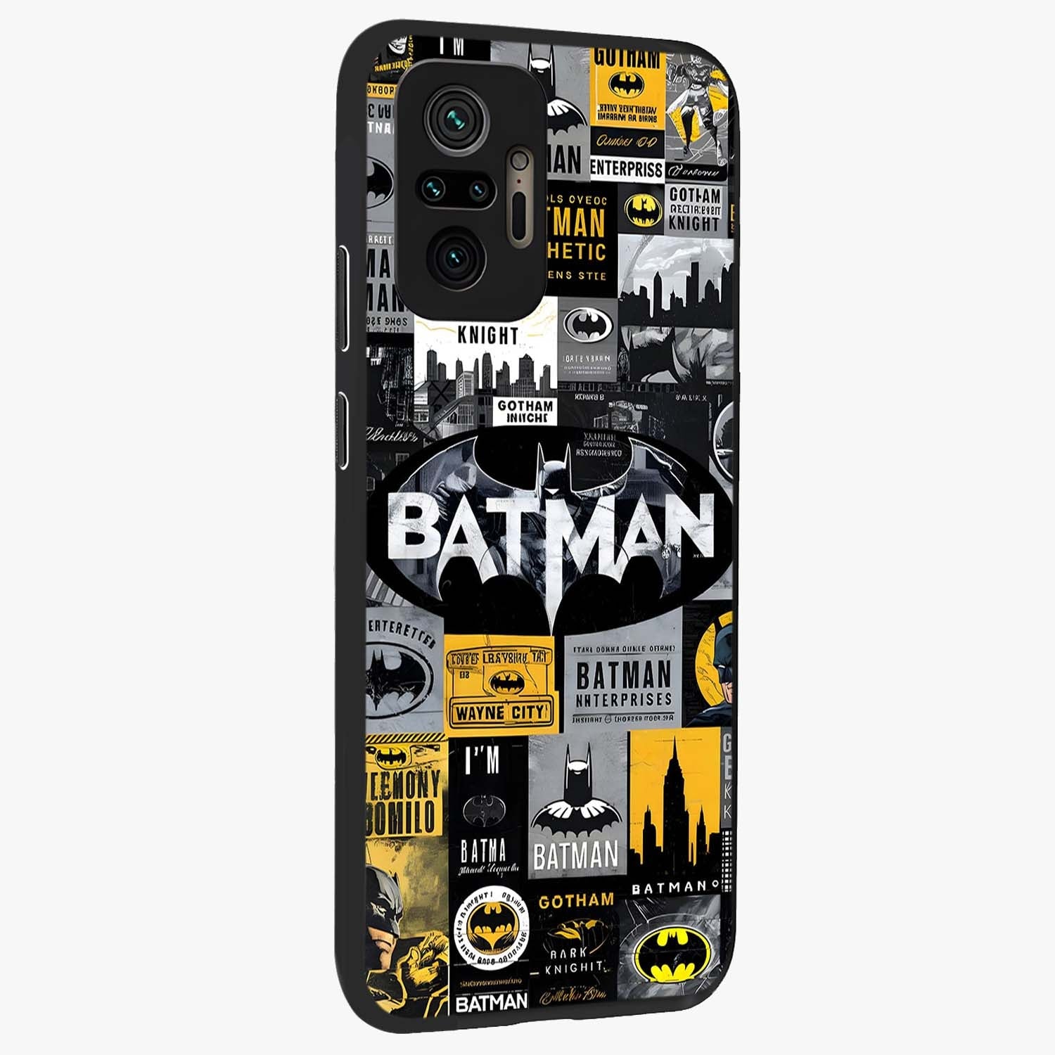 Knight Gotham Rise Glass Case upright view showcasing bold vigilante themed artwork with gothic city vibe.