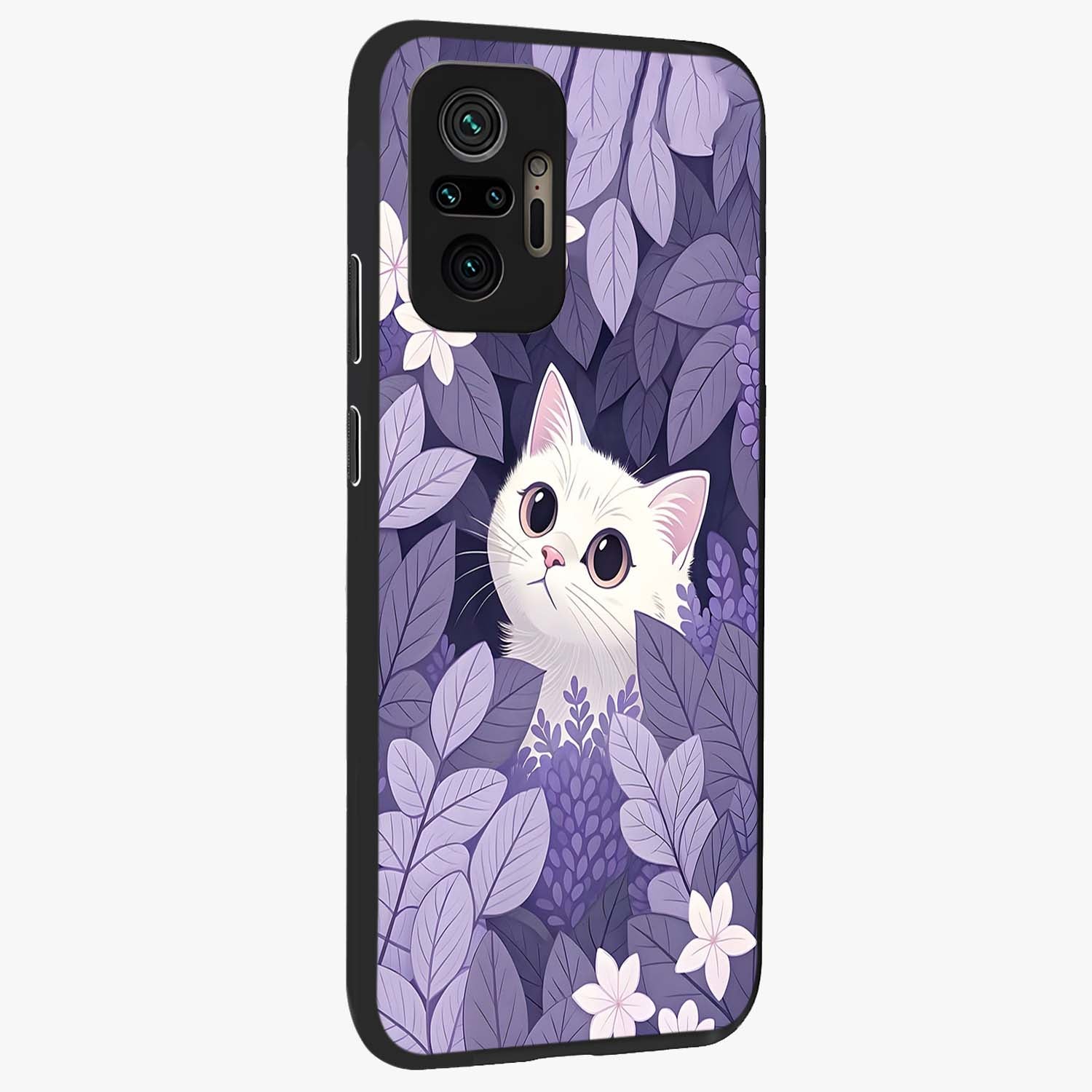 Lilac Hide Peek Cat Glass Case upright view showcasing charming cat artwork with adorable peek theme.