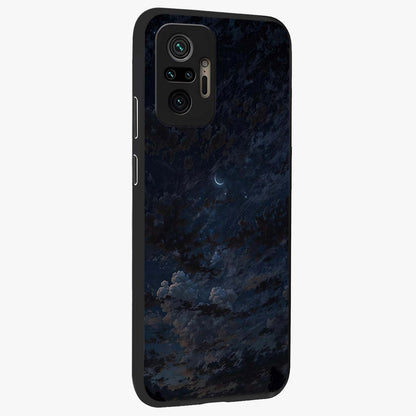 Lunar Veil Silence Glass Case upright view showcasing calm moon themed artwork with serene night atmosphere.