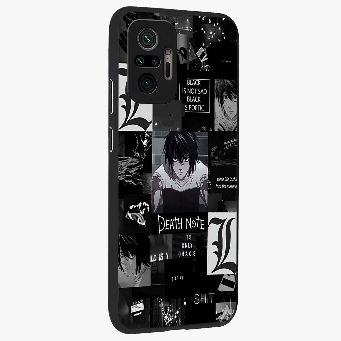 Midnight Chaos Mind Glass Case upright view showcasing expressive abstract artwork with bold dark theme.