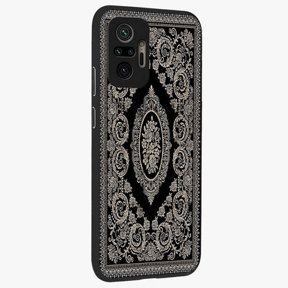 Noir Bloom Elegance Glass Case upright view showcasing graceful floral artwork with luxurious dark theme.