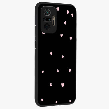 Pink Love Drops Glass Case upright view showcasing charming heart drop artwork with romantic playful theme.