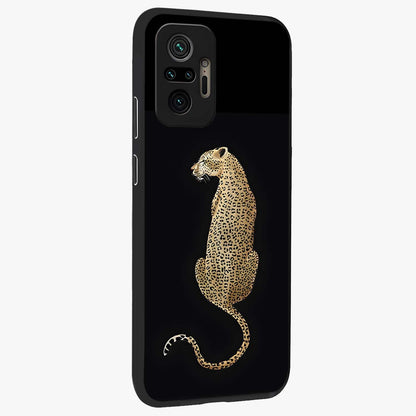 Regal Leopard Glass Case upright view showcasing striking leopard artwork with fierce wildlife theme.