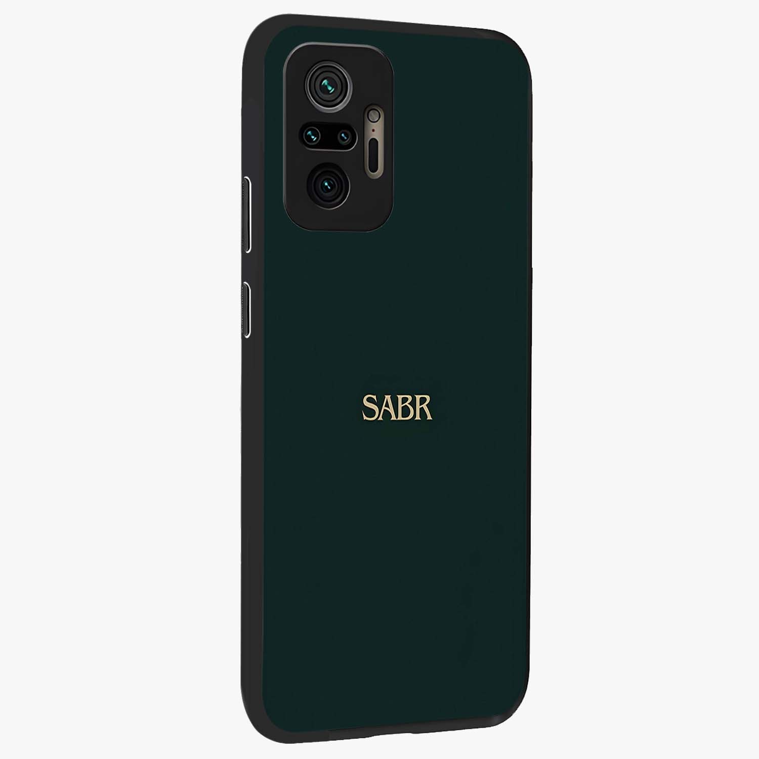Sabr Minimal Patience Glass Case upright view showcasing calm minimalist artwork with motivational patience theme.