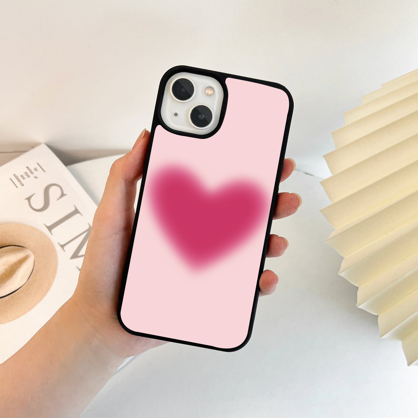 Pink Aura Heart Glass Case