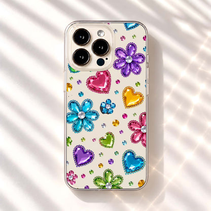 Rainbow Gemstone Charms Clear Silicon Cover