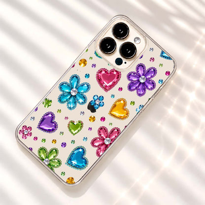 Rainbow Gemstone Charms Clear Silicon Cover