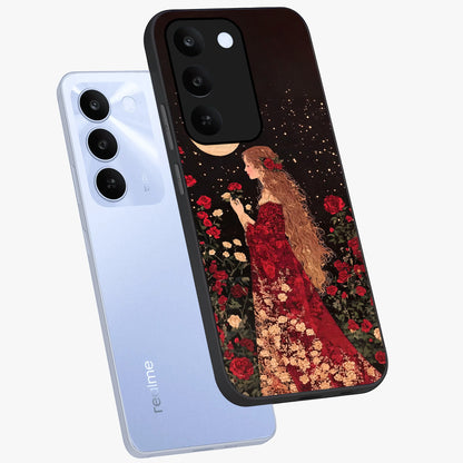 Crimson Dreams Glass Case displayed in angled mockup highlighting soft crimson aesthetic design with artistic theme.