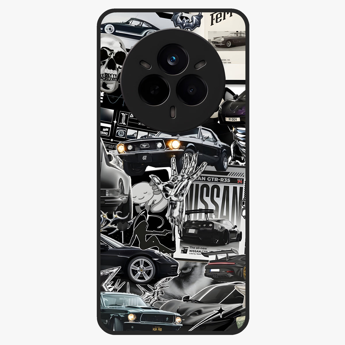 Aesthetic Dark Love Glass Case showing flat back view with dark romantic artwork and glossy glass finish.