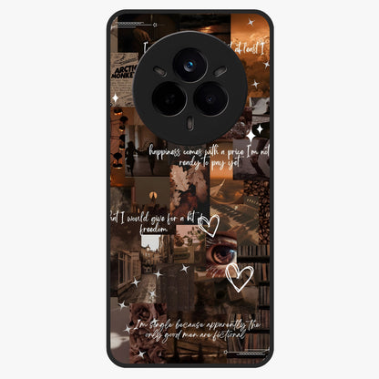 Bittersweet Aesthetic Chaos Glass Case showing flat back view with artistic chaotic aesthetic design and glossy glass finish.