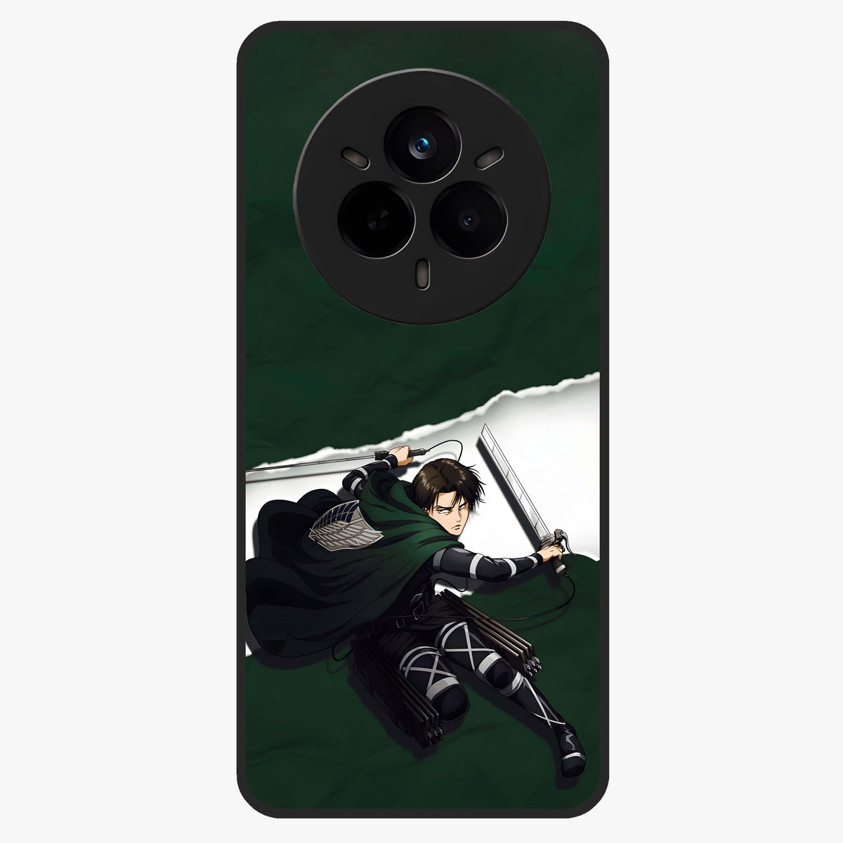 Emerald War Vanguard Glass Case showing flat back view with powerful warrior themed artwork and glossy glass finish.