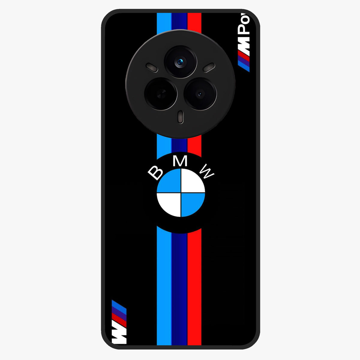 Turbo BMW Beast Glass Case showing flat back view with high performance sports car artwork and glossy glass finish.
