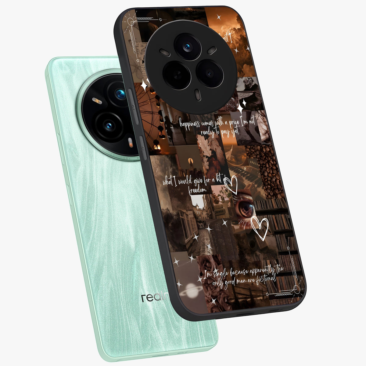 Bittersweet Aesthetic Chaos Glass Case displayed in angled mockup highlighting expressive abstract artwork and edgy aesthetic theme.