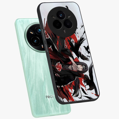 Crimson Crow Illusion Glass Case displayed in angled mockup highlighting mysterious crow graphic with dark aesthetic style.