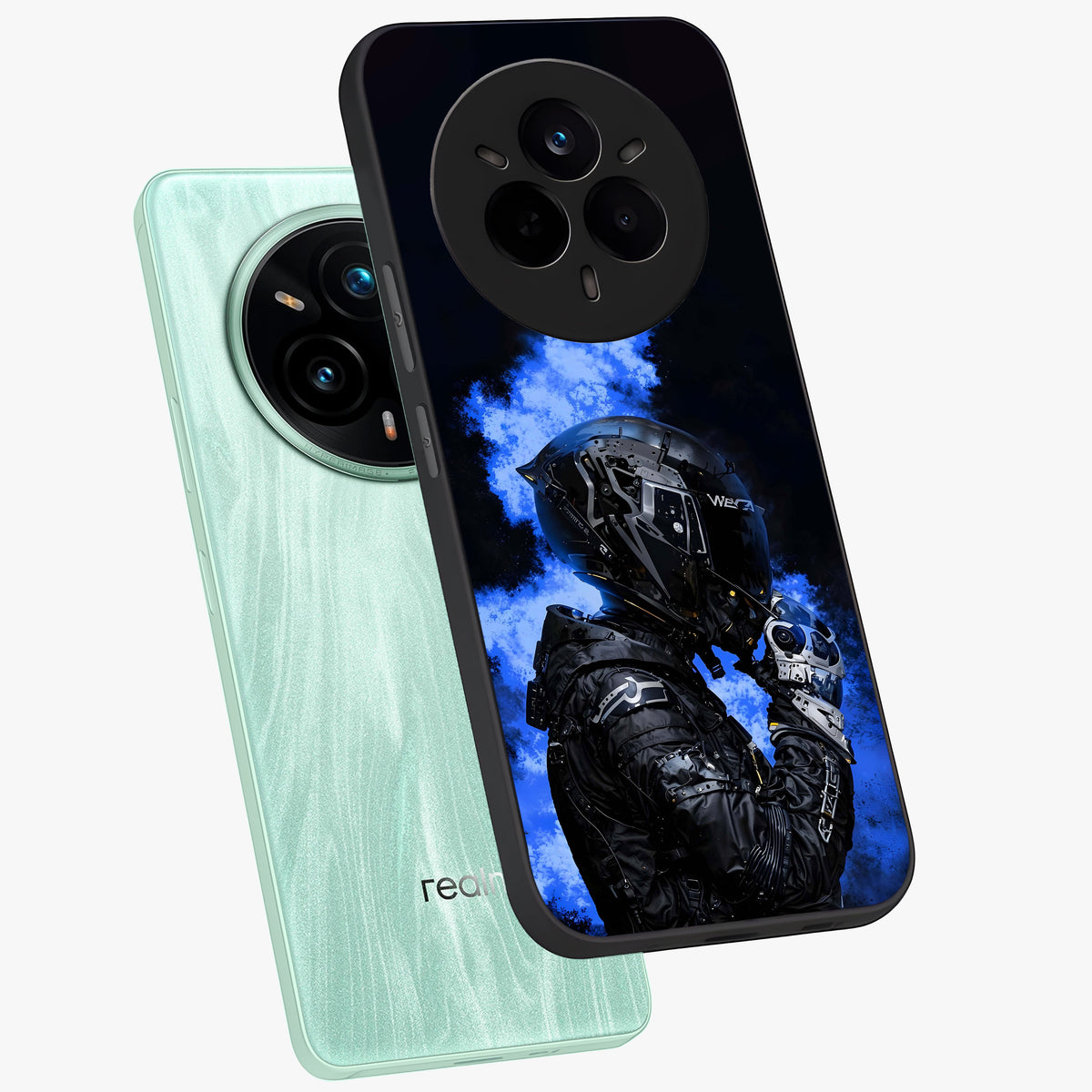 Cyber Sentinel Protocol Glass Case displayed in angled mockup highlighting digital cyber design with sci-fi aesthetic style.