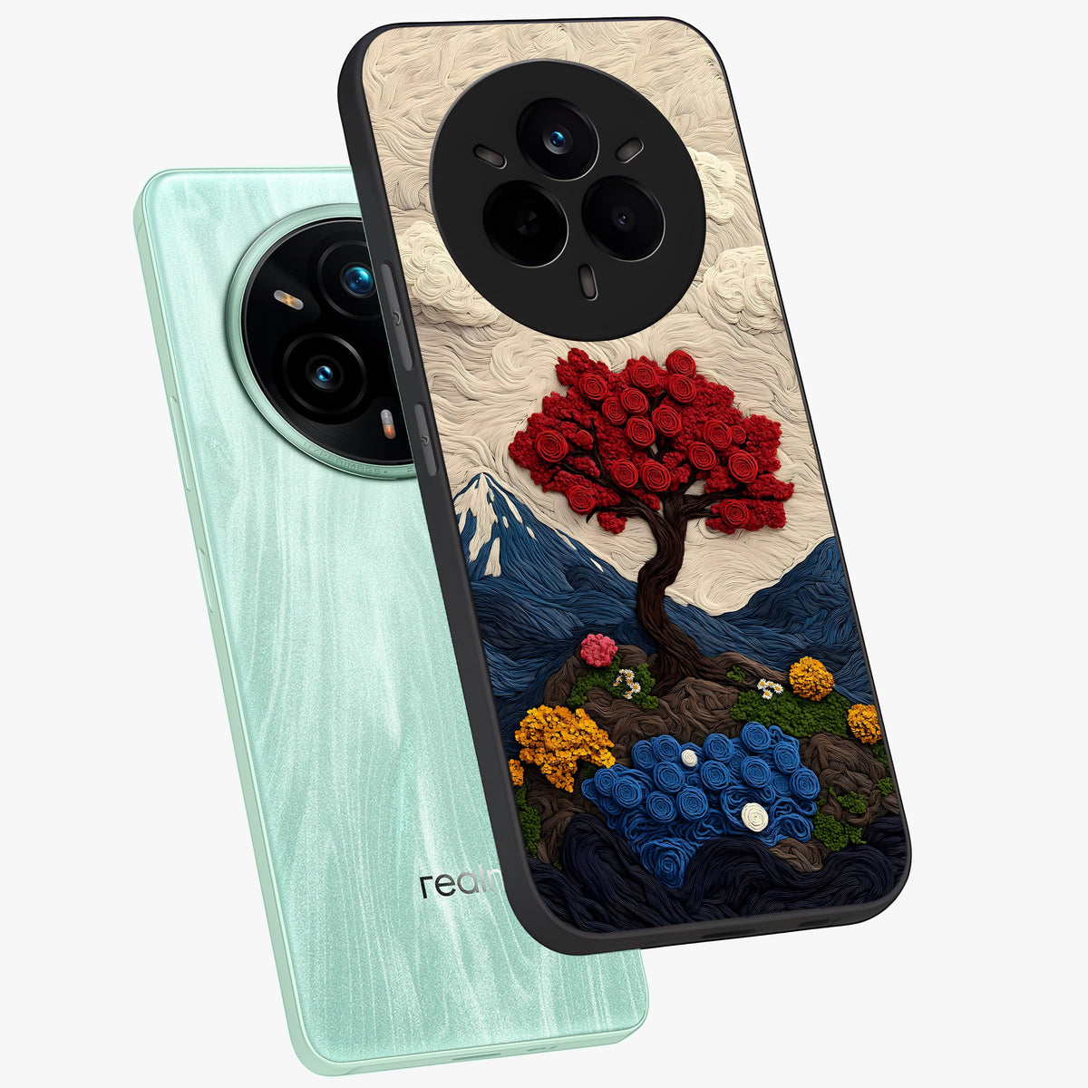 Eternal Nature Tapestry Glass Case displayed in angled mockup highlighting detailed botanical pattern with artistic aesthetic.
