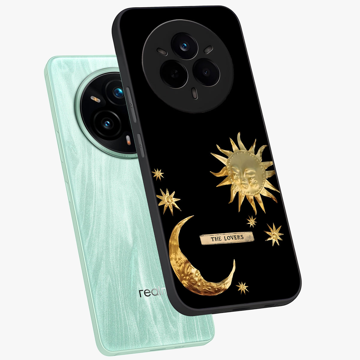 Gold Sun Blush Glass Case displayed in angled mockup highlighting radiant sun design with warm golden aesthetic.