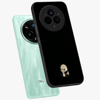 Midnight Panda Love Glass Case displayed in angled mockup highlighting adorable panda illustration with midnight aesthetic.