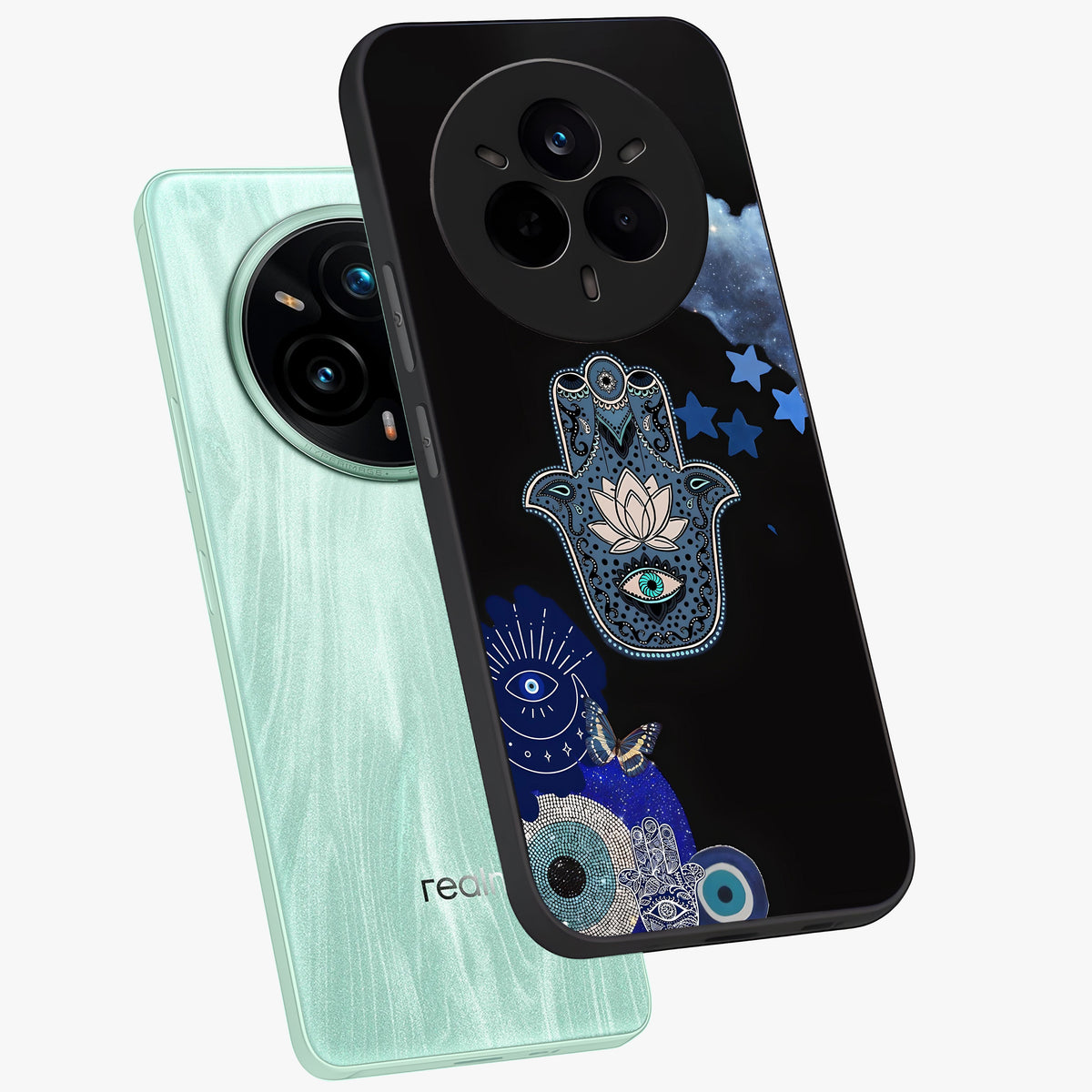Mystic Hand Aura Glass Case displayed in angled mockup highlighting magical aura design with spiritual aesthetic style.