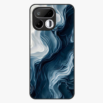 Ethereal Paper Marble Glass Case showing flat back view with soft marble paper texture artwork and glossy glass finish.