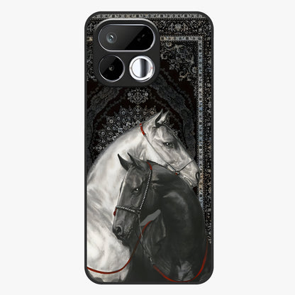 Majestic Ride Legacy Glass Case showing flat back view with powerful automotive inspired artwork and glossy glass finish.