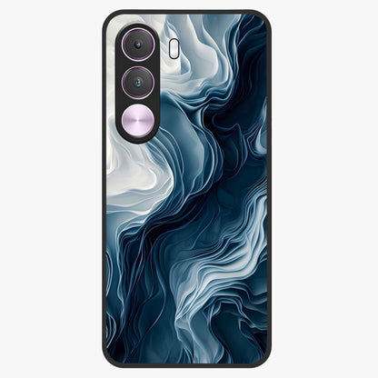 Ethereal Paper Marble Glass Case showing flat back view with soft marble paper texture artwork and glossy glass finish.