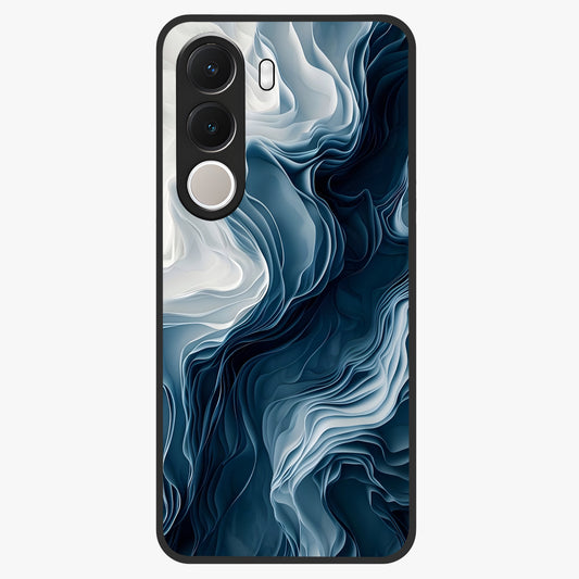 Ethereal Paper Marble Glass Case showing flat back view with soft marble paper texture artwork and glossy glass finish.
