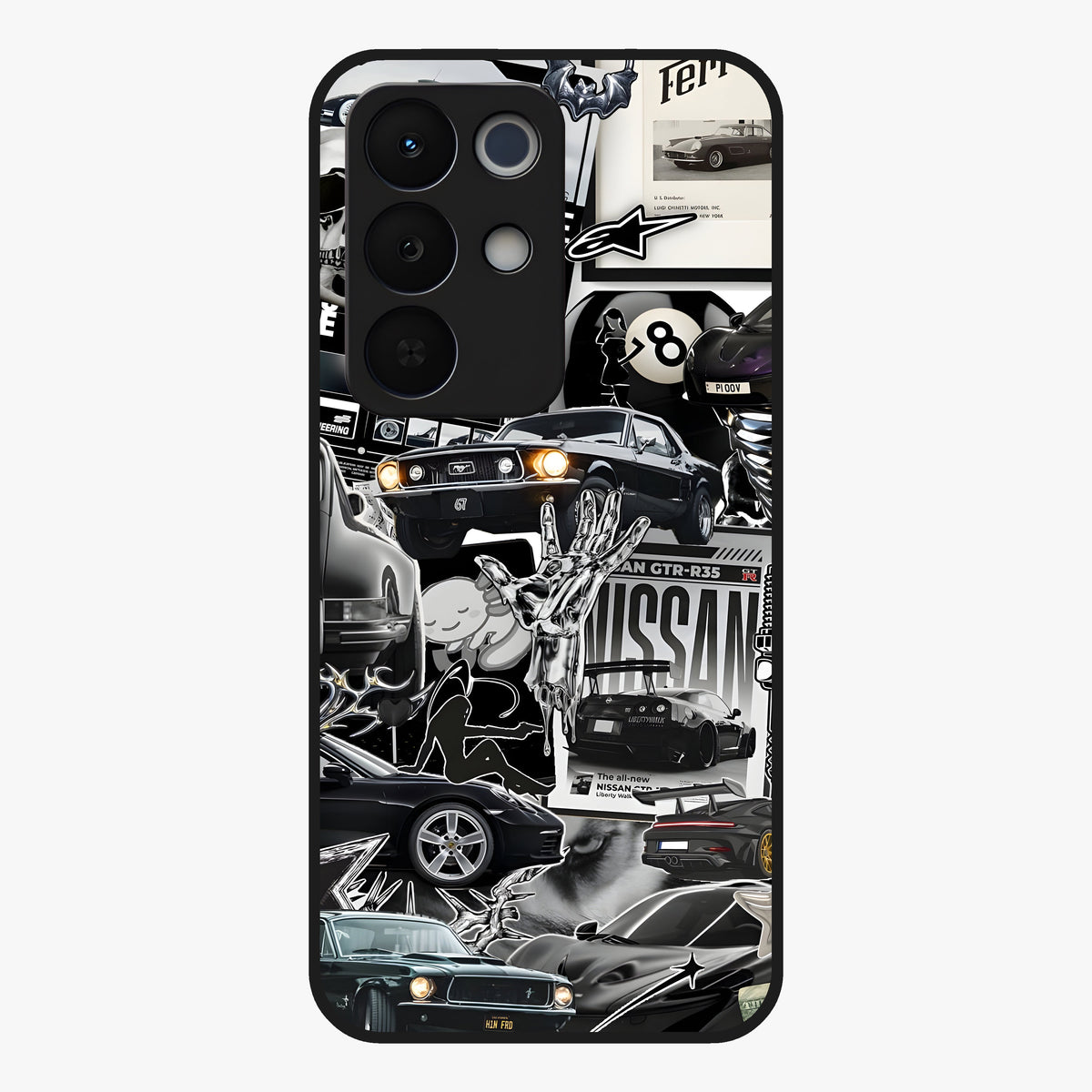 Aesthetic Dark Love Glass Case showing flat back view with dark romantic artwork and glossy glass finish.