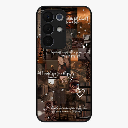 Bittersweet Aesthetic Chaos Glass Case showing flat back view with artistic chaotic aesthetic design and glossy glass finish.