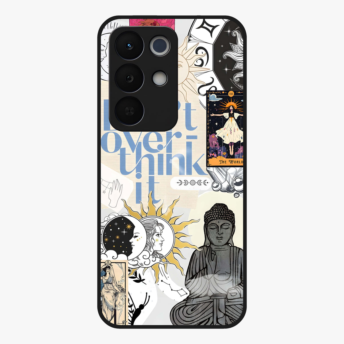 Ethereal Thoughts Glass Case showing flat back view with dreamy artistic artwork and glossy glass finish.