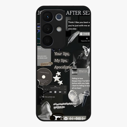 Midnight Love Echo Glass Case showing flat back view with romantic midnight themed artwork and glossy glass finish.