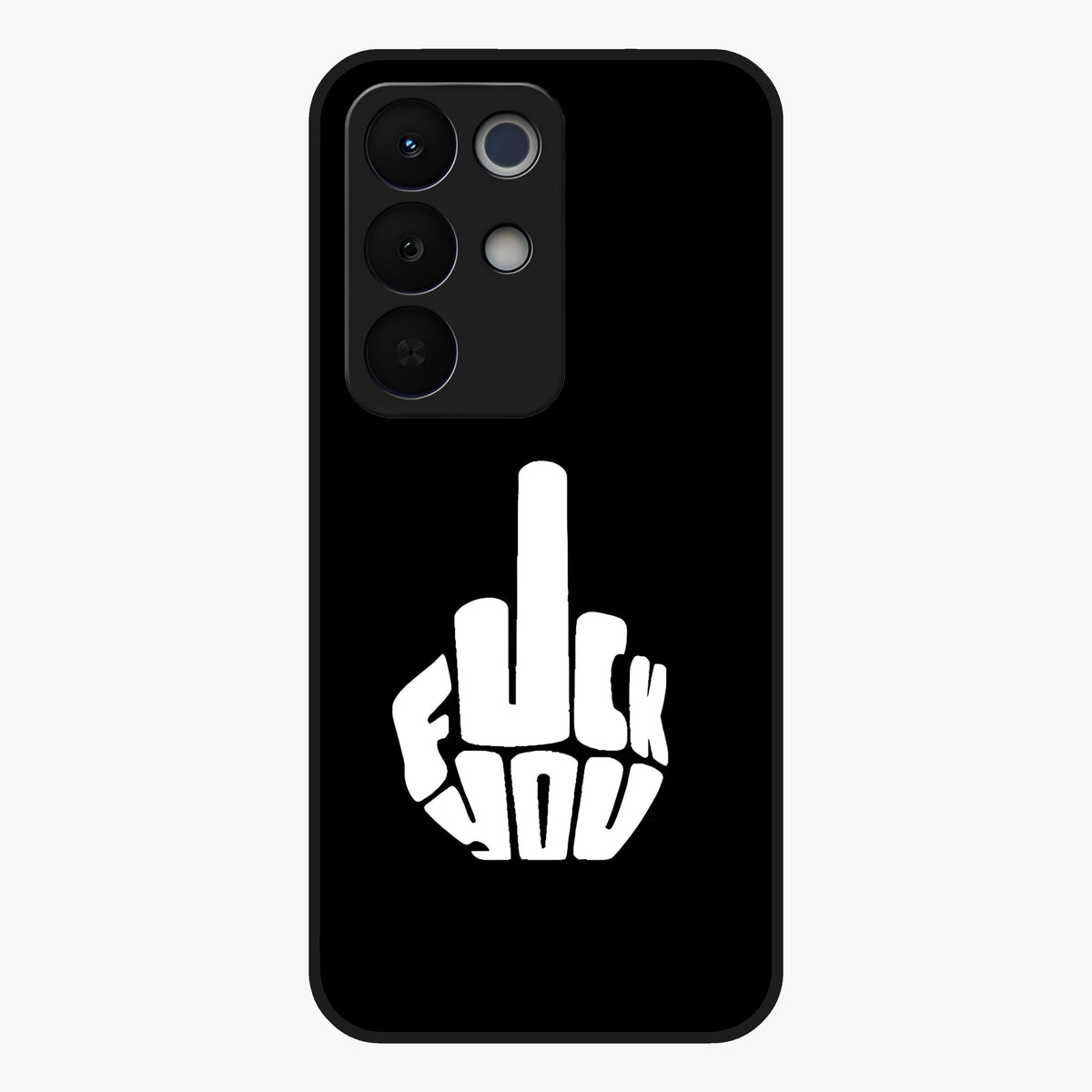 Rebel Mode On Glass Case showing flat back view with bold rebellious typography artwork and glossy glass finish.