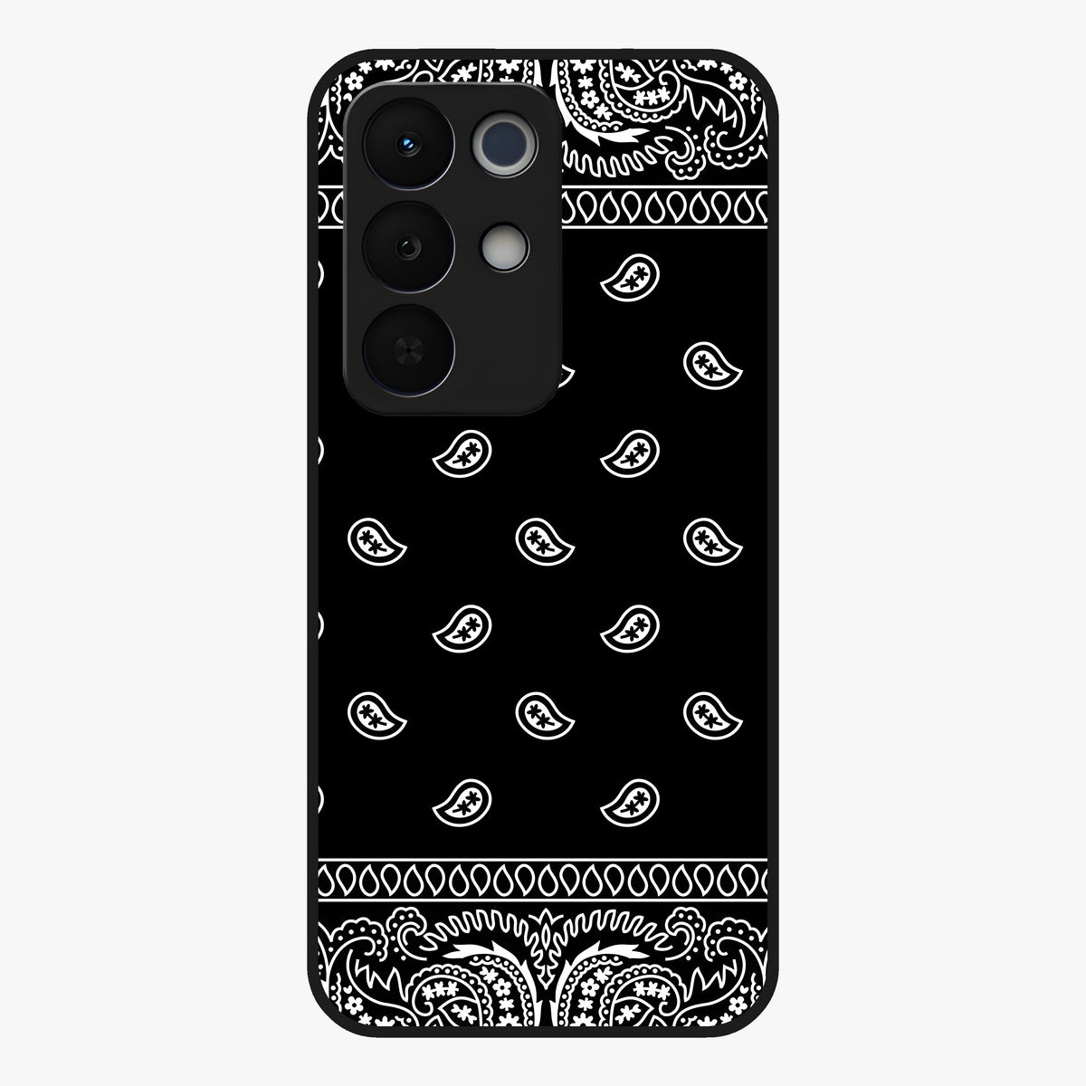 Retro Rebel Threads Glass Case showing flat back view with vintage street style artwork and glossy glass finish.