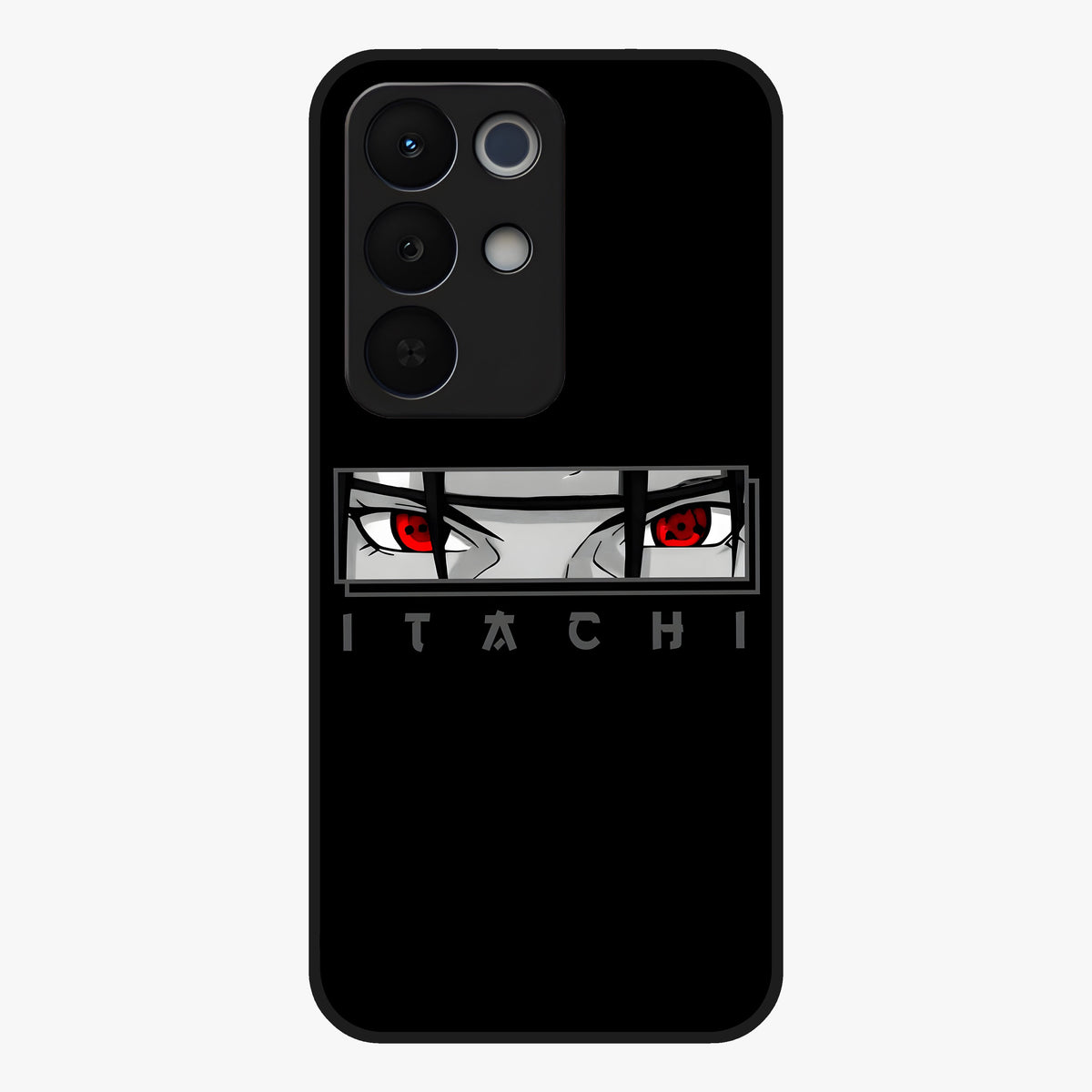 Scarlet Gaze Dominance Glass Case showing flat back view with striking red themed artwork and glossy glass finish.